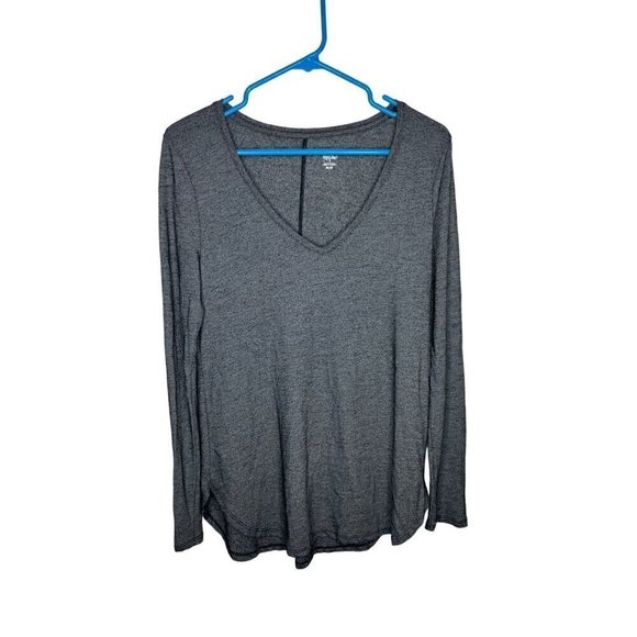 Mossimo Long Sleeve V-Neck Top Gray Medium - Picture 1 of 4
